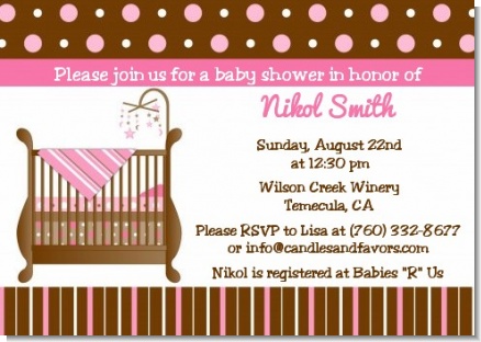 Crib Pink - Baby Shower Invitations