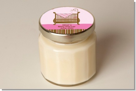 Crib Pink - Baby Shower Personalized Candle Jar