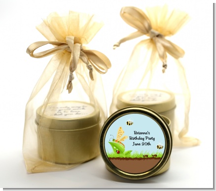 Critters Bugs & Insects - Birthday Party Gold Tin Candle Favors