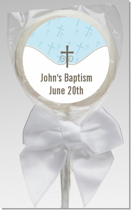 Cross Blue - Personalized Baptism / Christening Lollipop Favors
