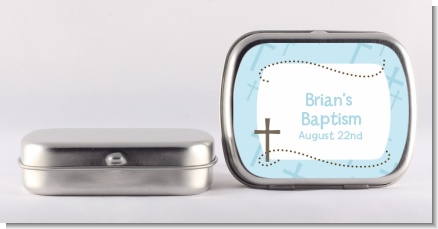 Cross Blue - Personalized Baptism / Christening Mint Tins