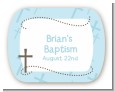 Cross Blue - Personalized Baptism / Christening Rounded Corner Stickers thumbnail