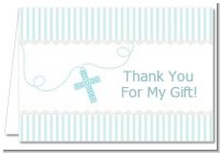 Cross Blue Necklace - Baptism / Christening Thank You Cards
