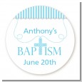 Cross Blue Necklace - Round Personalized Baptism / Christening Sticker Labels thumbnail