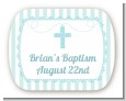Cross Blue Necklace - Personalized Baptism / Christening Rounded Corner Stickers thumbnail