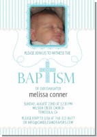 Cross Blue Necklace Photo - Baptism / Christening Invitations
