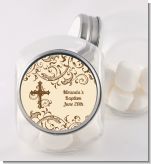 Cross Brown & Beige - Personalized Baptism / Christening Candy Jar