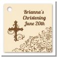 Cross Brown & Beige - Personalized Baptism / Christening Card Stock Favor Tags thumbnail
