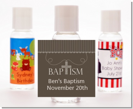 Cross Brown Necklace - Personalized Baptism / Christening Hand Sanitizers Favors
