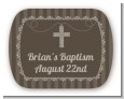 Cross Brown Necklace - Personalized Baptism / Christening Rounded Corner Stickers thumbnail