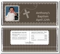 Cross Brown Necklace Photo - Personalized Baptism / Christening Candy Bar Wrappers