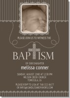 Cross Brown Necklace Photo - Baptism / Christening Invitations