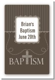 Cross Brown Necklace - Custom Large Rectangle Baptism / Christening Sticker/Labels