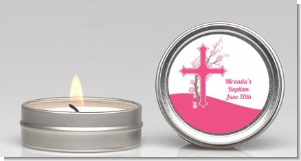 Cross Cherry Blossom - Baptism / Christening Candle Favors