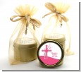 Cross Cherry Blossom - Baptism / Christening Gold Tin Candle Favors thumbnail