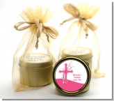Cross Cherry Blossom - Baptism / Christening Gold Tin Candle Favors