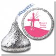 Cross Cherry Blossom - Hershey Kiss Baptism / Christening Sticker Labels thumbnail