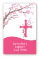 Cross Cherry Blossom - Custom Large Rectangle Baptism / Christening Sticker/Labels thumbnail