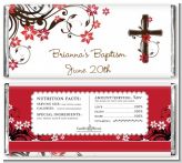 Cross Floral Blossom - Personalized Baptism / Christening Candy Bar Wrappers