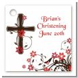 Cross Floral Blossom - Personalized Baptism / Christening Card Stock Favor Tags thumbnail