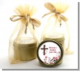 Cross Floral Blossom - Baptism / Christening Gold Tin Candle Favors thumbnail