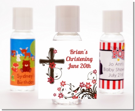 Cross Floral Blossom - Personalized Baptism / Christening Hand Sanitizers Favors