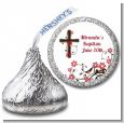 Cross Floral Blossom - Hershey Kiss Baptism / Christening Sticker Labels thumbnail