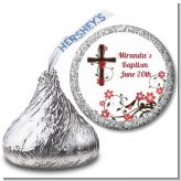 Cross Floral Blossom - Hershey Kiss Baptism / Christening Sticker Labels
