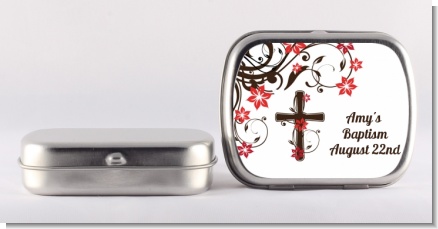 Cross Floral Blossom - Personalized Baptism / Christening Mint Tins