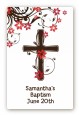 Cross Floral Blossom - Custom Large Rectangle Baptism / Christening Sticker/Labels thumbnail