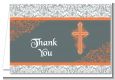 Cross Grey & Orange - Baptism / Christening Thank You Cards thumbnail
