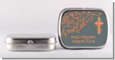 Cross Grey & Orange - Personalized Baptism / Christening Mint Tins