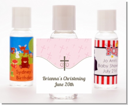 Cross Pink - Personalized Baptism / Christening Hand Sanitizers Favors