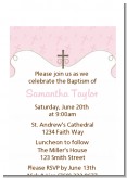 Cross Pink - Baptism / Christening Petite Invitations