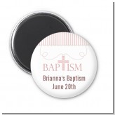 Cross Pink Necklace - Personalized Baptism / Christening Magnet Favors