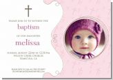 Cross Pink Photo - Baptism / Christening Invitations