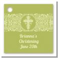 Cross Sage Green - Personalized Baptism / Christening Card Stock Favor Tags thumbnail