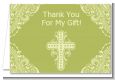 Cross Sage Green - Baptism / Christening Thank You Cards thumbnail