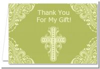Cross Sage Green - Baptism / Christening Thank You Cards