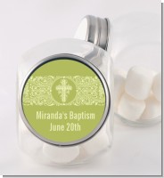 Cross Sage Green - Personalized Baptism / Christening Candy Jar