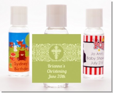 Cross Sage Green - Personalized Baptism / Christening Hand Sanitizers Favors