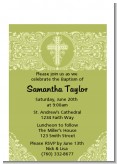 Cross Sage Green - Baptism / Christening Petite Invitations