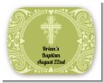 Cross Sage Green - Personalized Baptism / Christening Rounded Corner Stickers thumbnail