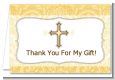 Cross Yellow & Brown - Baptism / Christening Thank You Cards thumbnail