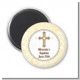 Cross Yellow & Brown - Personalized Baptism / Christening Magnet Favors thumbnail