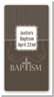 Cross Brown Necklace - Custom Rectangle Baptism / Christening Sticker/Labels