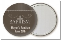 Cross Brown Necklace - Personalized Baptism / Christening Pocket Mirror Favors