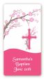 Cross Cherry Blossom - Custom Rectangle Baptism / Christening Sticker/Labels thumbnail