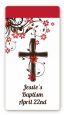 Cross Floral Blossom - Custom Rectangle Baptism / Christening Sticker/Labels thumbnail