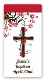 Cross Floral Blossom - Custom Rectangle Baptism / Christening Sticker/Labels